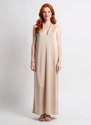 Robe longue sans manche sans manche marron GRACE & MILA femme