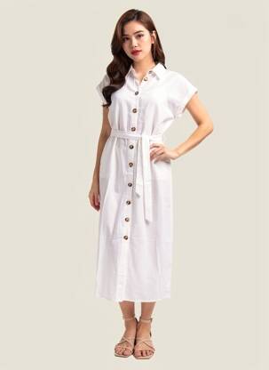 Robe longue manches courtes manches courtes blanc GRACE & MILA femme