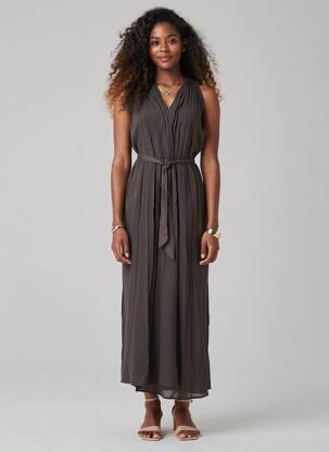 Robe longue sans manche sans manche marron GRACE & MILA femme