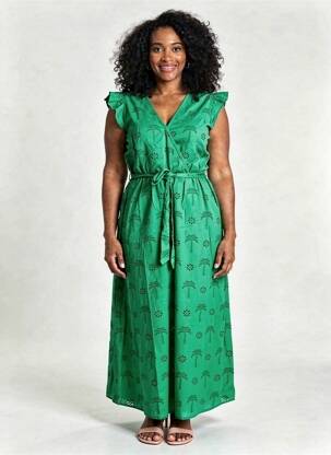 Robe longue manches courtes manches courtes vert C'EST BEAU LA VIE femme