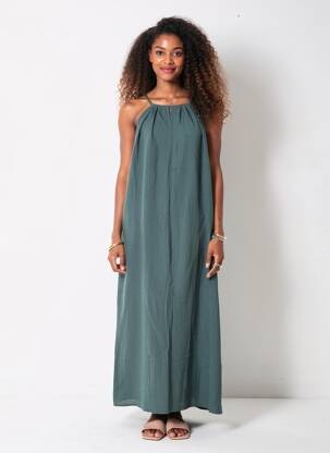 Robe longue sans manche sans manche vert GRACE & MILA femme