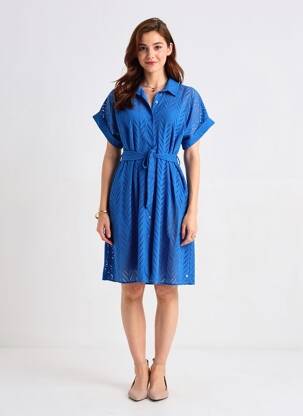 Robe mi-longue manches courtes manches courtes bleu FREEMAN T.PORTER femme