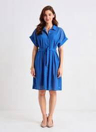 Robe mi-longue manches courtes manches courtes bleu FREEMAN T.PORTER femme