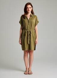 Robe mi-longue manches courtes manches courtes vert FREEMAN T.PORTER femme