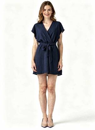 Robe courte manches courtes manches courtes bleu GRACE & MILA femme