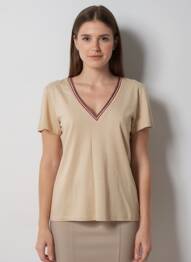 T-shirt coupe droite manches courtes beige FREEMAN T.PORTER femme