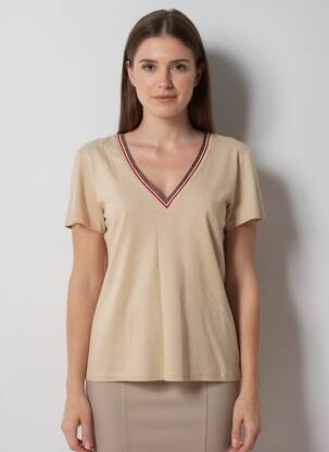 T-shirt coupe droite manches courtes beige FREEMAN T.PORTER femme