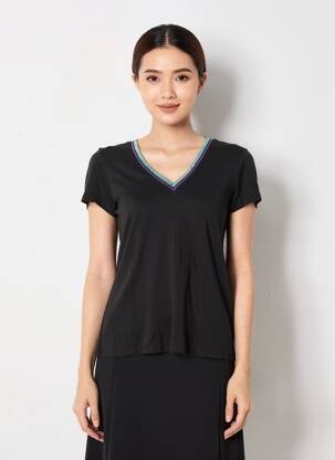 T-shirt coupe droite manches courtes noir FREEMAN T.PORTER femme