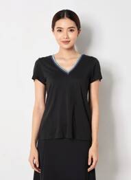 T-shirt coupe droite manches courtes noir FREEMAN T.PORTER femme
