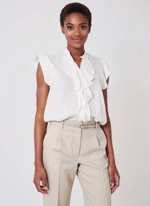 Chemisier coupe cintrée manches courtes blanc PAKO LITTO femme