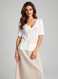 Pull coupe cintrée manches courtes blanc FREEMAN T.PORTER femme