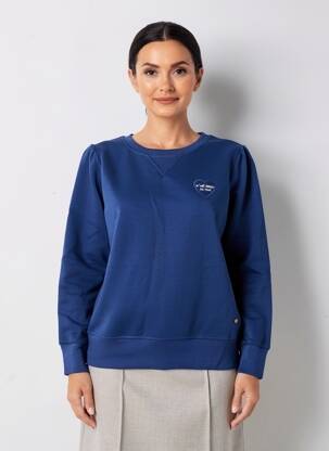Sweat-shirt broderie manches longues bleu C'EST BEAU LA VIE femme