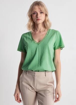 Top manches courtes manches courtes vert GRACE & MILA femme
