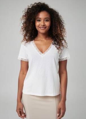 Top manches courtes manches courtes blanc GRACE & MILA femme