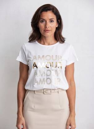 T-shirt sérigraphie manches courtes blanc C'EST BEAU LA VIE femme