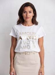T-shirt sérigraphie manches courtes blanc C'EST BEAU LA VIE femme