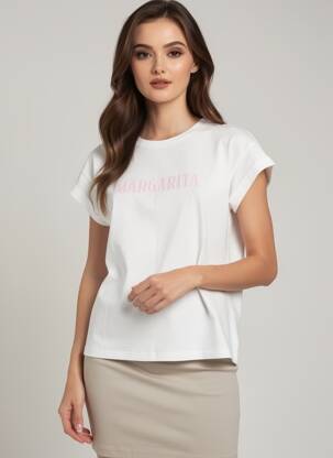 T-shirt coupe droite manches courtes blanc GRACE & MILA femme