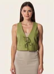 Gilet sans manche col v vert GRACE & MILA femme