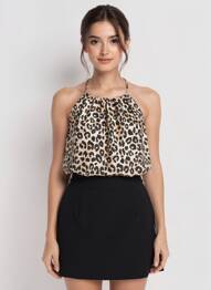 Top imprimé fantaisie fines bretelles beige GRACE & MILA femme