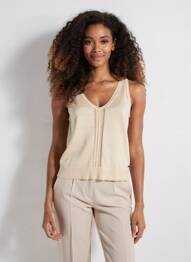Top coupe cintrée fines bretelles beige FREEMAN T.PORTER femme