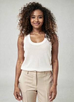 Top coupe cintrée sans manche blanc FREEMAN T.PORTER femme