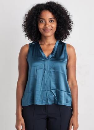 Top coupe fluide sans manche bleu PAKO LITTO femme