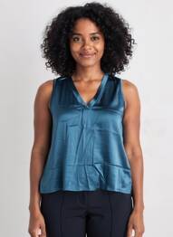 Top coupe fluide sans manche bleu PAKO LITTO femme