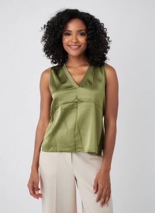 Top coupe fluide sans manche vert PAKO LITTO femme