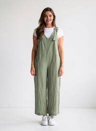 Salopette coupe droite fines bretelles vert FREEMAN T.PORTER femme