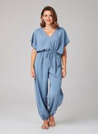 Combi-pantalon manches courtes manches courtes bleu QUATRE VINGT JOURS femme