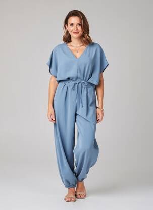 Combi-pantalon manches courtes manches courtes bleu QUATRE VINGT JOURS femme