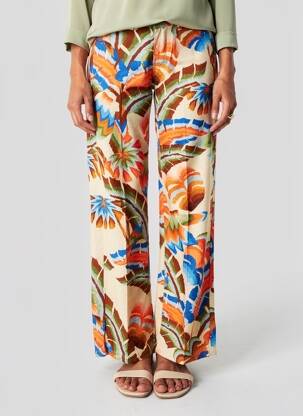 Pantalon droit fermeture zippée sous rabat boutonné beige FREEMAN T.PORTER femme
