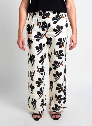 Pantalon droit taille élastique beige QUATRE VINGT JOURS femme