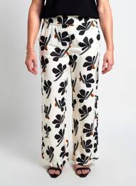 Pantalon droit taille élastique beige QUATRE VINGT JOURS femme