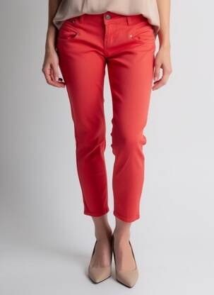 Pantalon 7/8 fermeture zippée sous rabat boutonné rouge FREEMAN T.PORTER femme