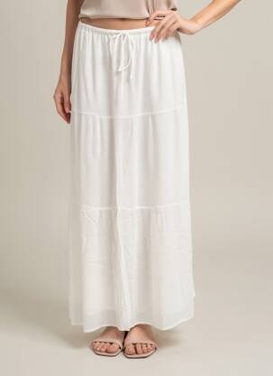 Jupe longue coupe évasée blanc GRACE & MILA femme