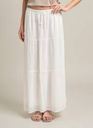 Jupe longue coupe évasée blanc GRACE & MILA femme