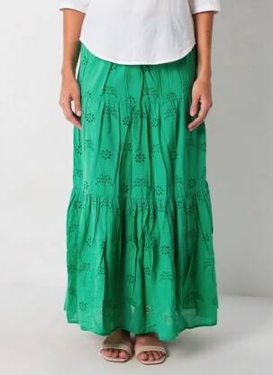 Jupe longue coupe évasée vert C'EST BEAU LA VIE femme