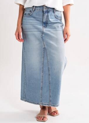 Jupe longue coupe droite bleu FREEMAN T.PORTER femme