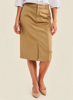 Jupe mi-longue coupe droite beige GRACE & MILA femme
