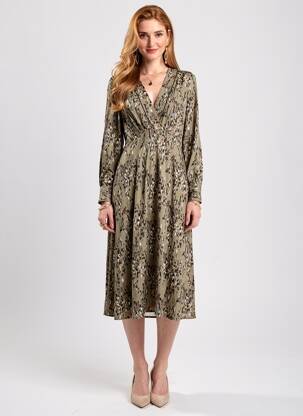 Robe mi-longue manches longues manches longues vert LOLA ESPELETA femme