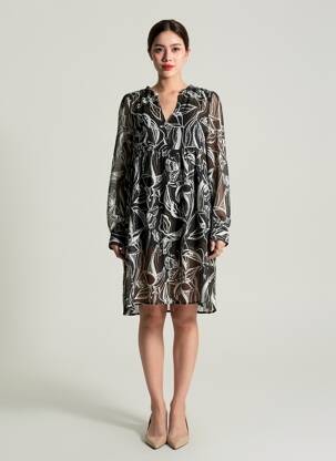 Robe courte coupe fluide manches longues noir LOLA ESPELETA femme