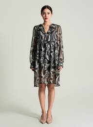Robe courte coupe fluide manches longues noir LOLA ESPELETA femme