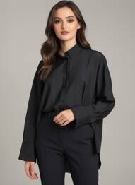 Chemisier coupe droite manches longues noir SOAKED femme
