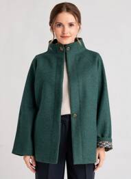 Manteau court coupe droite sans capuche vert SURKANA femme