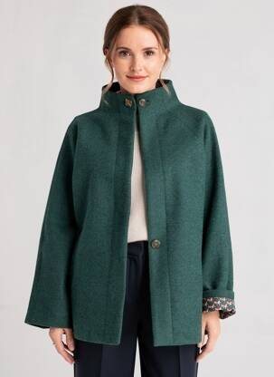 Manteau court coupe droite sans capuche vert SURKANA femme