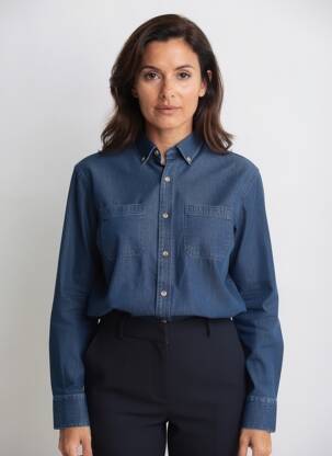 Chemisier coupe droite manches longues bleu BILLYBELT femme