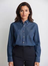 Chemisier coupe droite manches longues bleu BILLYBELT femme