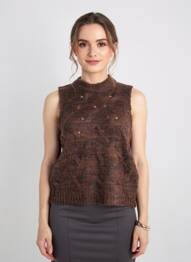 Pull col rond sans manche marron MAISON HOTEL femme