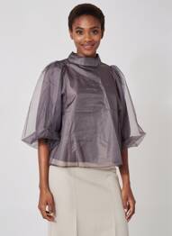 Top col rond manches 3/4 gris SOAKED femme